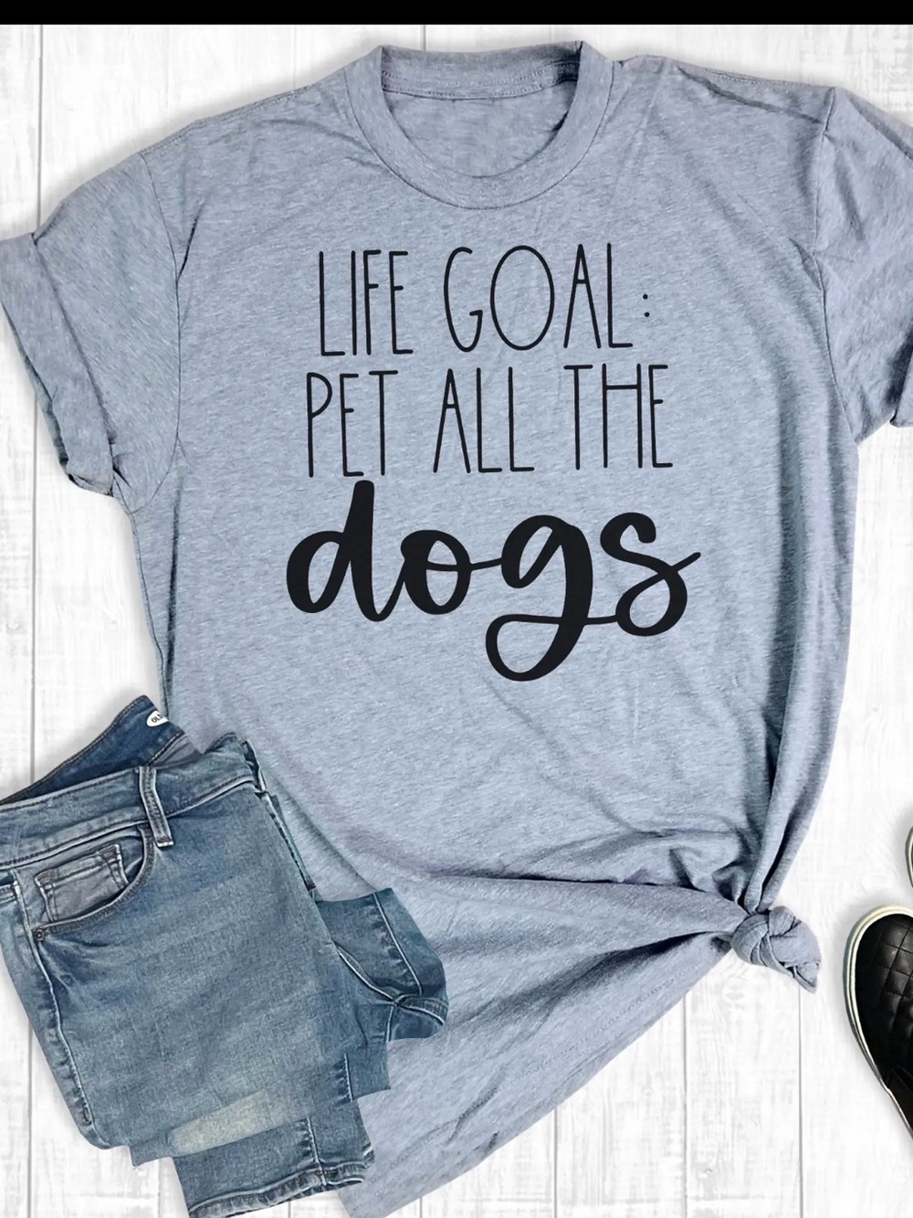 NWT Life Goal: Pet All The Dogs Gray Graphic Tee